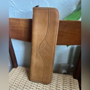 Vintage Gurkha Leather Tie Case Ascot Travel Organizer Tan Zip Necktie Holder